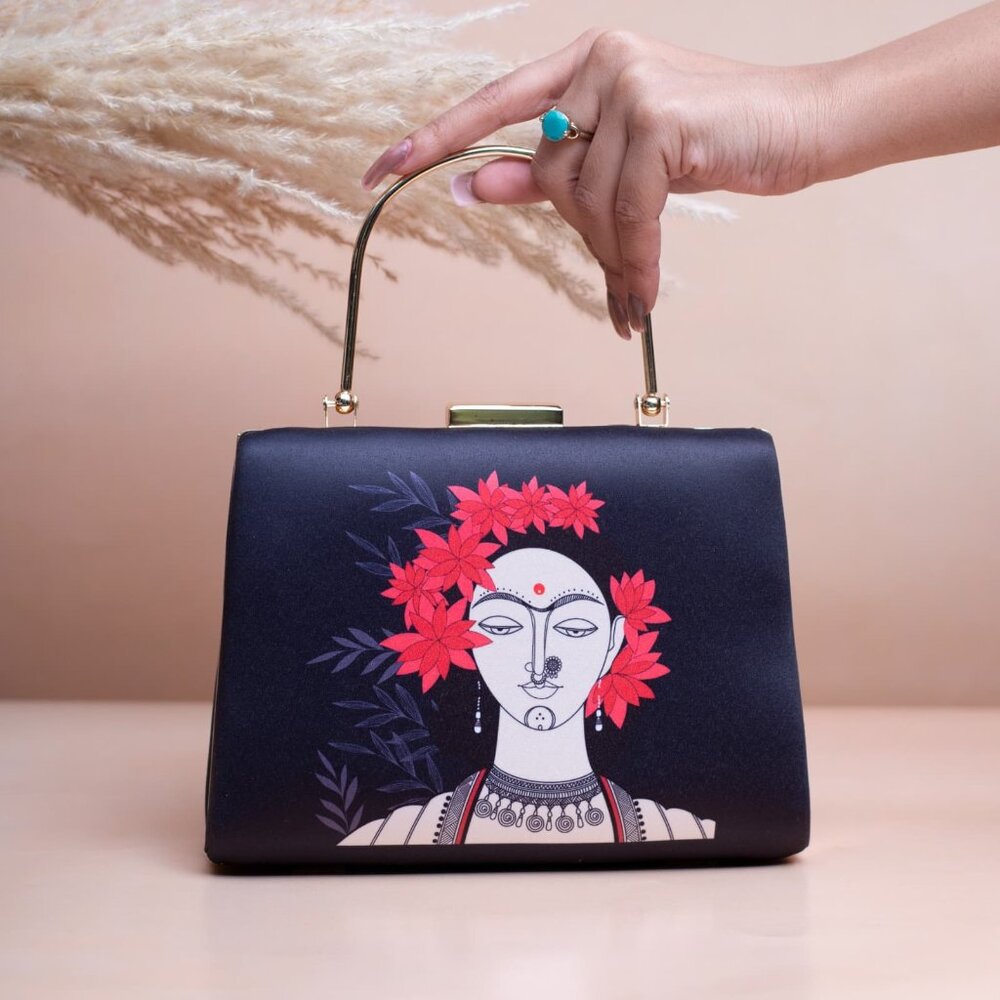 Handcrafted Crimson Spirit Clutch by INDIAURA